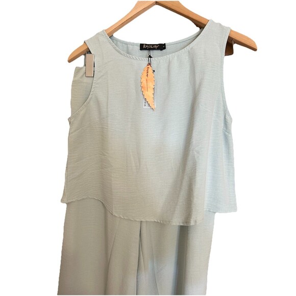 Royalamp Light Blue 2pc Wide Leg Capri Pant Set Sm. - Picture 2 of 6
